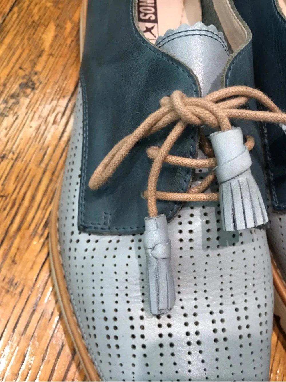 PIKOLINOS Two-Tone Blue Perforated Leather Lace-Up Oxfords - Picture 2 of 5
